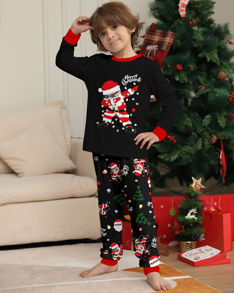 ClausJams | Ouder-Kind Pyjama Set met Santa Claus Lampje Print
