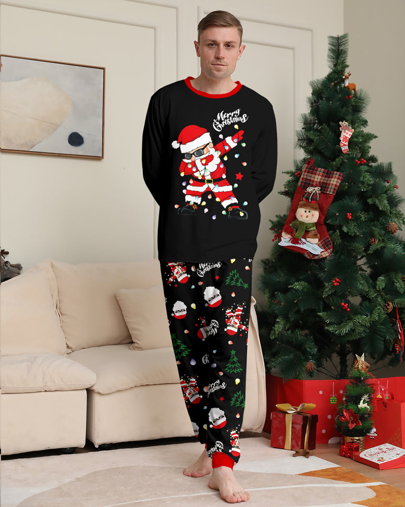 ClausJams | Ouder-Kind Pyjama Set met Santa Claus Lampje Print