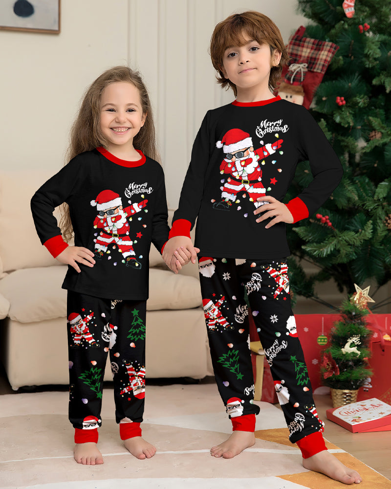 ClausJams | Ouder-Kind Pyjama Set met Santa Claus Lampje Print