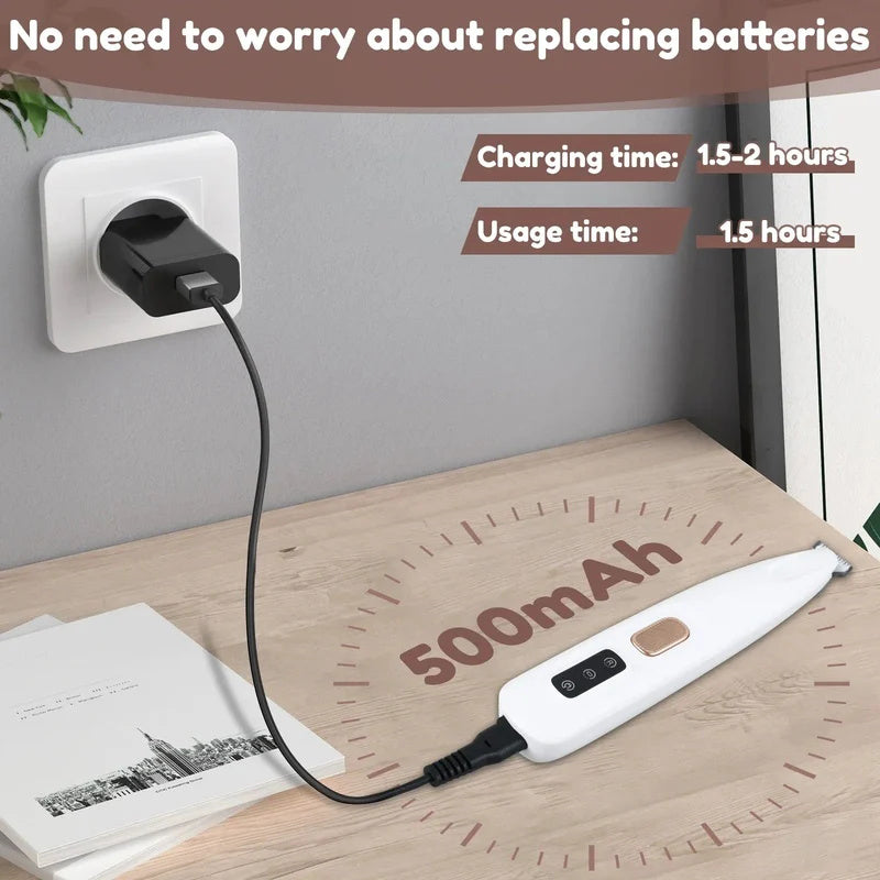 Hondentrimmer met LED-lampje | Volledig waterdichte tondeuse voor dierenhaar