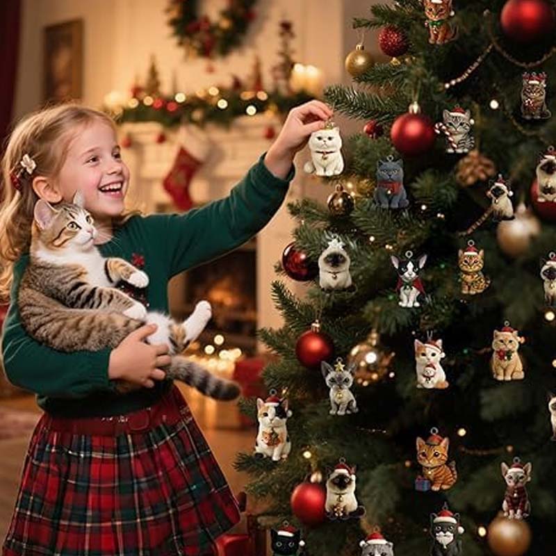 KattenKerst Adventskalender – 24 Feestelijke Acryl Kattenfiguren voor Kerstplezier