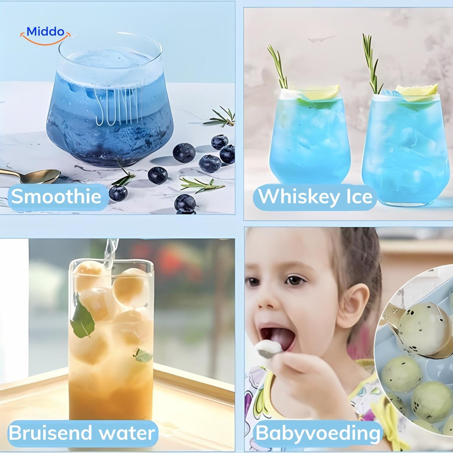 FrostSphere IJsblokjesvorm | Ruimtebesparende ijsvorm met 33 rasters voor perfecte koeling