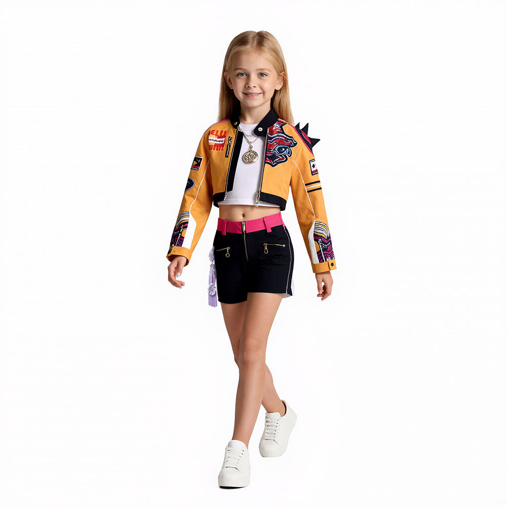 Meisjes Futuristisch Halloween Kostuum Crop Jacket Lange Mouwen