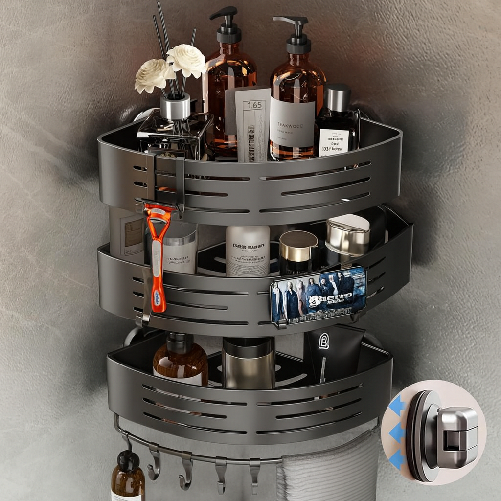 CaddyCraft Driehoekige Douch Organizer | Maximaliseer ruimte met een stijlvolle, veelzijdige caddy