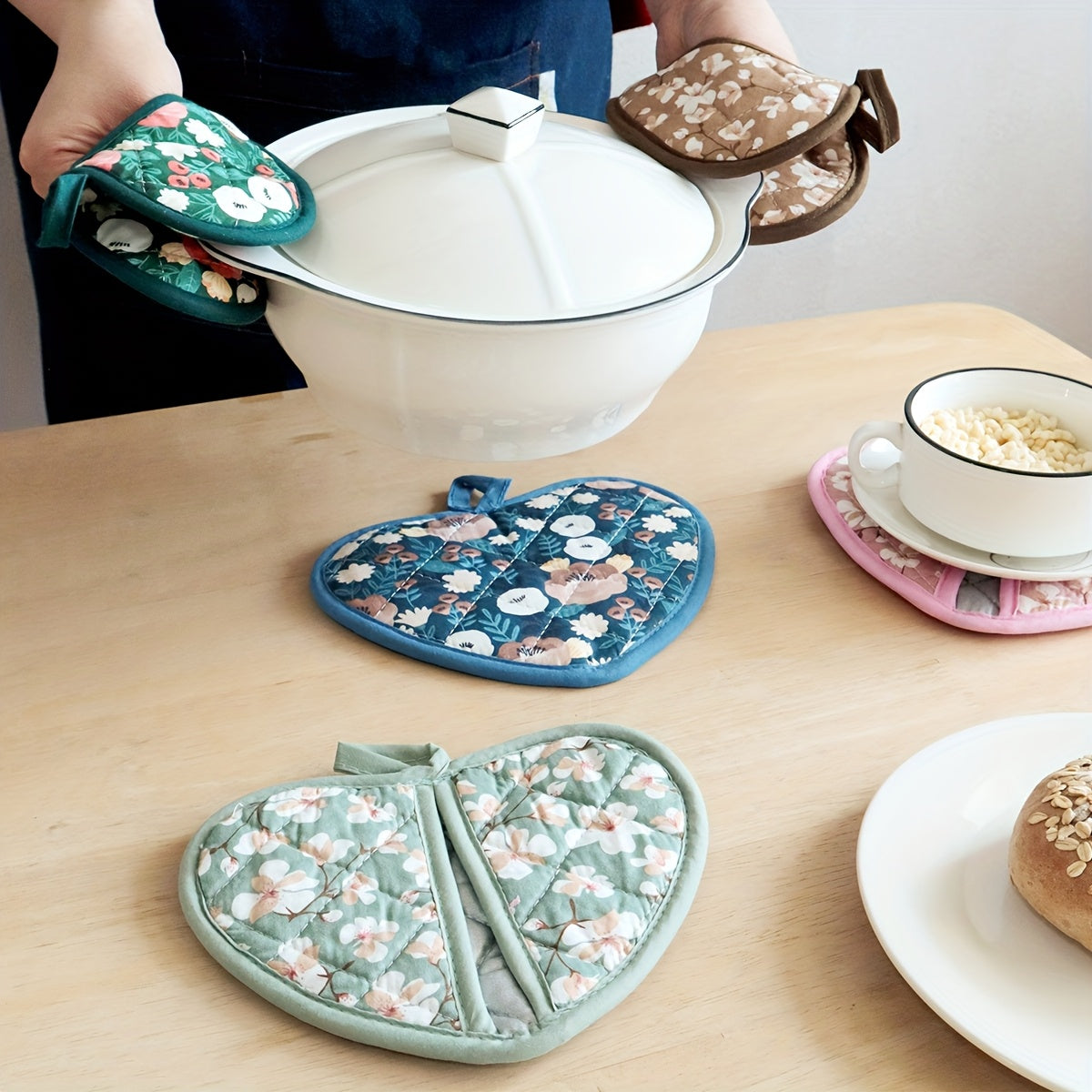 KeukenHart Hittebestendige Ovenwant-Set – Decoratieve Hartvormige GripPads