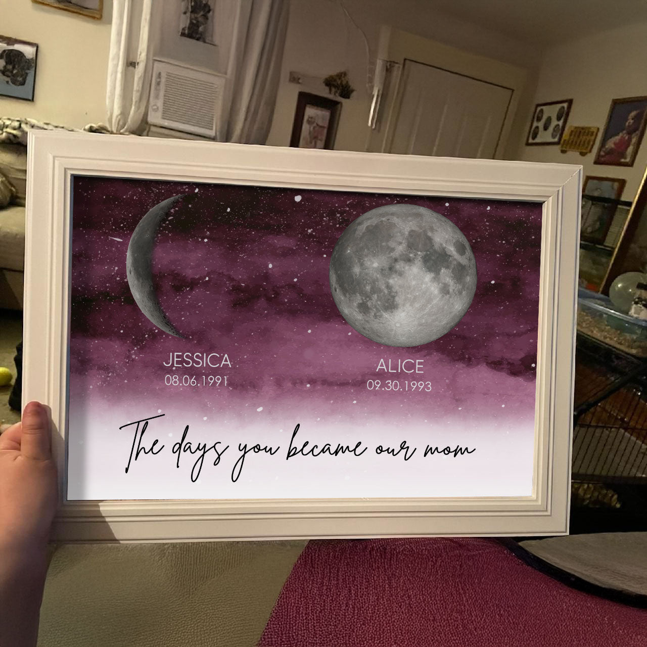 LuxeCelestial Maanfase Poster | Een hartverwarmend aandenken voor elke speciale dag van mama