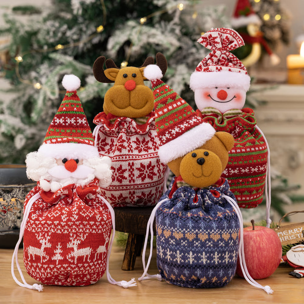 KnitJoy Kerstcadeauzak met Pop – Herbruikbare Brei-cadeauzak voor Kinderen