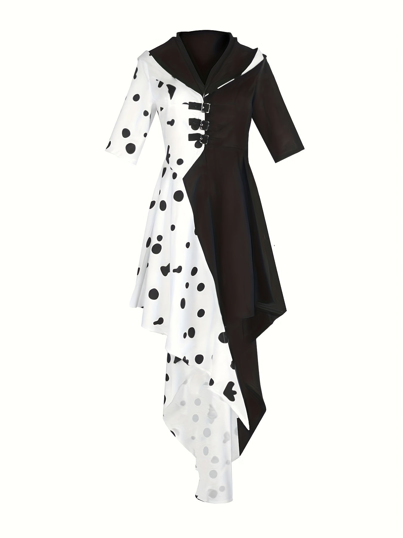 Dames Hooded Dalmatiër Halloween Film Kostuum Jurk | Asymmetrisch Hoog Laag