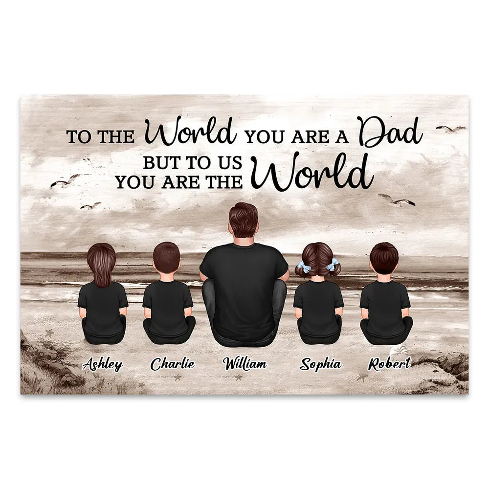 Dad And Sons Daughters Retro Vintage Beach Personalized Poster, Heartfelt Father's Day Gift For Dad