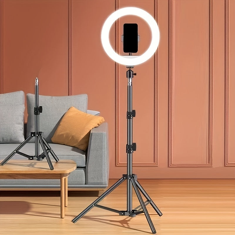 LED Ringlamp met Verstelbare Statief en Telefoonhouder voor Selfies en Video-opnamen