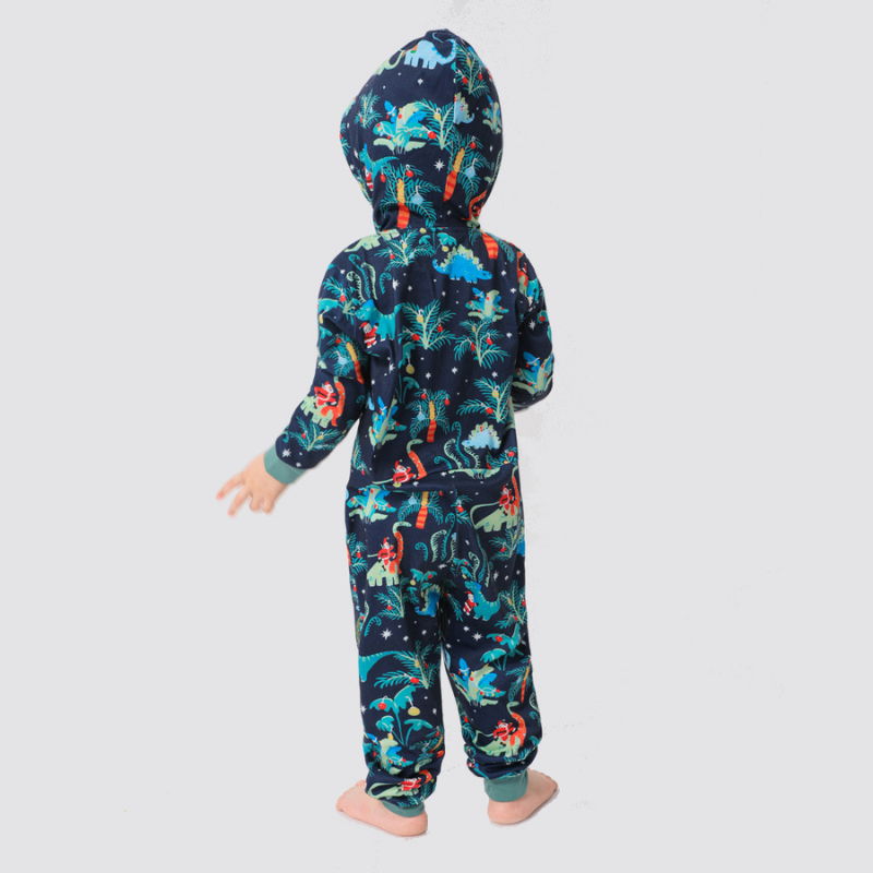 Blauwe Kerst Hooded Matching Familie Kerst Pyjama's Onesies