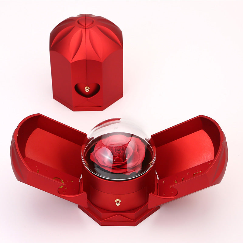 EternalBloom | Romantische Rozenbox met 14k Witgouden Hartketting en Liefdesbriefje