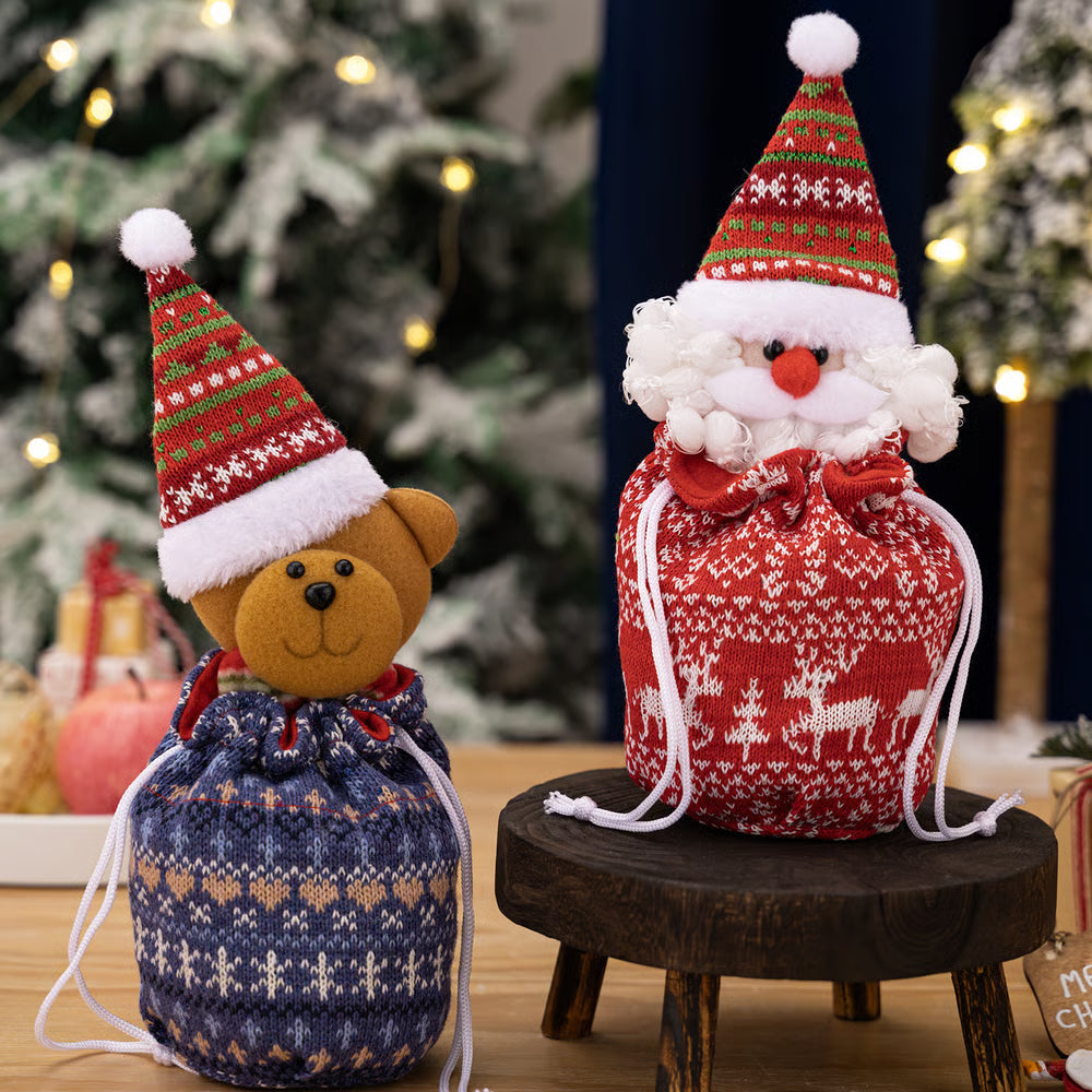 KnitJoy Kerstcadeauzak met Pop – Herbruikbare Brei-cadeauzak voor Kinderen