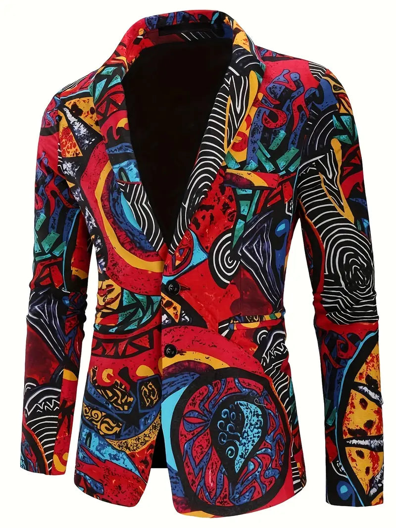 Carnaval Kleurrijk Herenpak - Slim Fit Tweedelig Kostuum met Broek voor Feesten en Carnaval