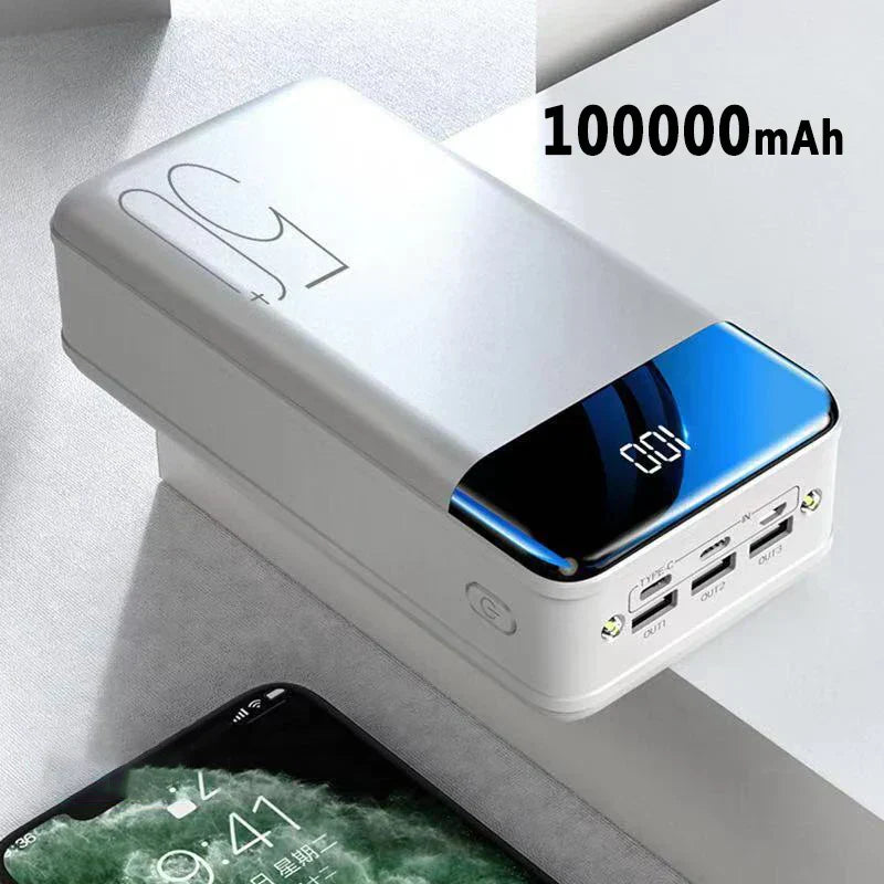 100.000mAh Ultra-Hoge Capaciteit Powerbank met Super Snelle Oplading – Draagbare Lader voor Telefoons, Tablets en Laptops
