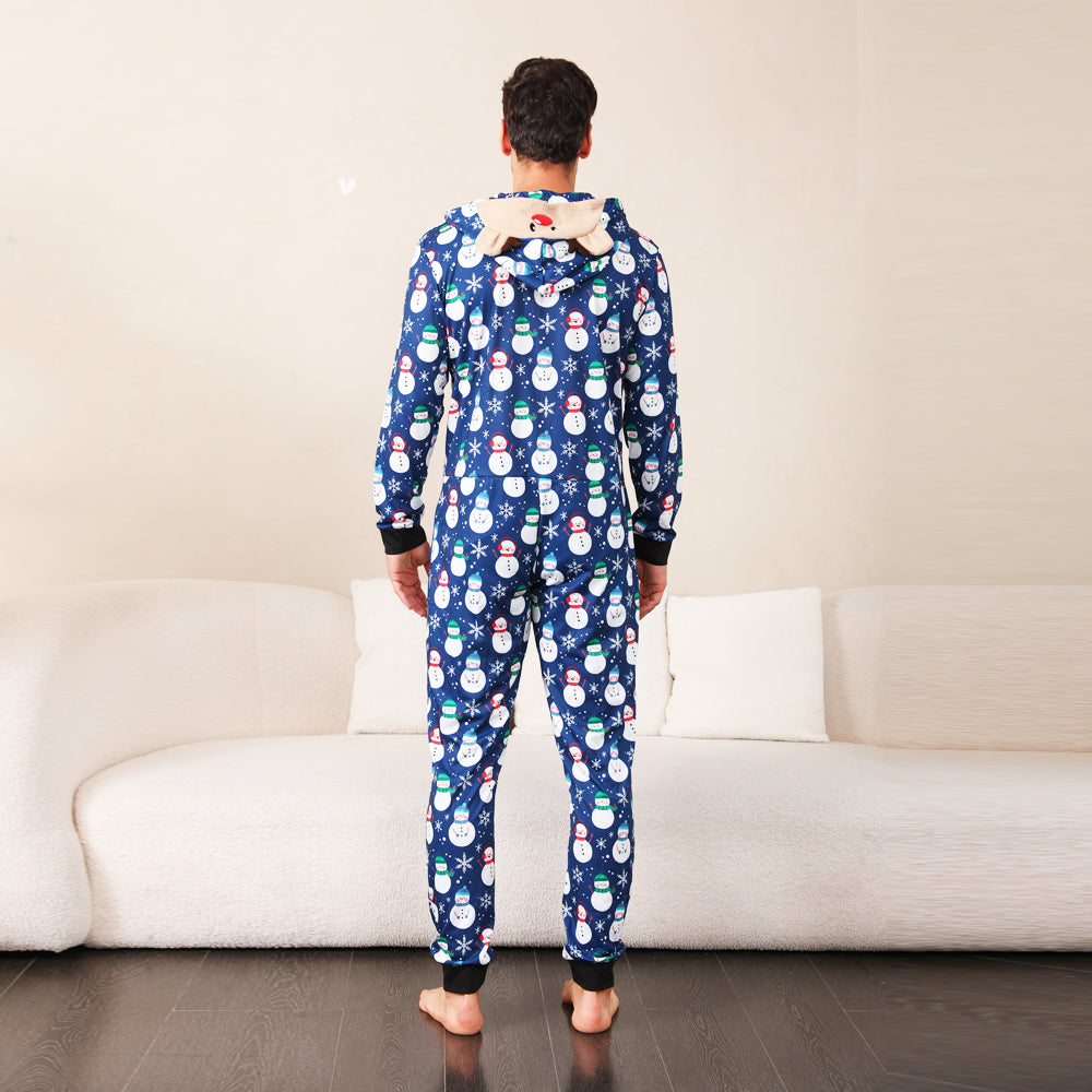 Blauwe Sneeuwman Bijpassende Familie Kerst Pyjama's Onesies