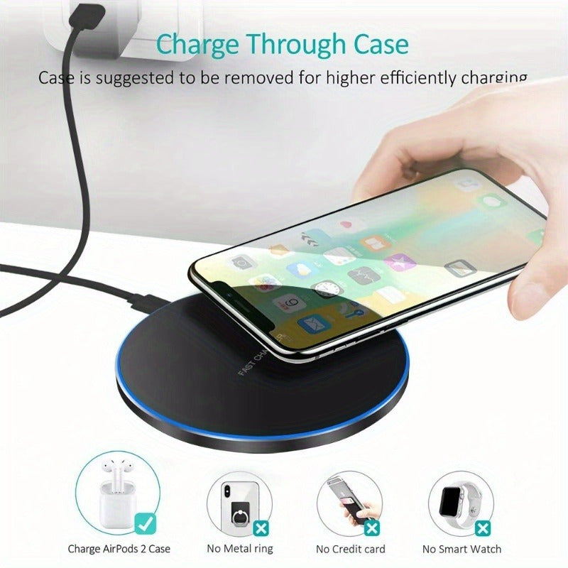 Snelle Draadloze Oplader – 15W Inductie Oplaadpad voor iPhone en Android Apparaten, Strak Ontwerp, Kabelvrije Gemak