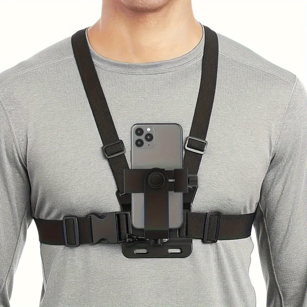 Verstelbare Handsfree Borstband voor Comfortabel Filmen en Fotografie – Veilige Telefoonhouder voor Smartphones en Actiecamera's