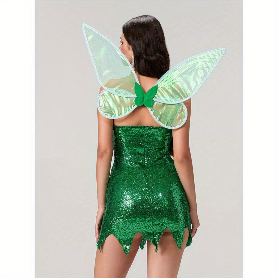 Vrouwen Pailletten Fee Halloween Kostuum Jurk | Strapless Mini