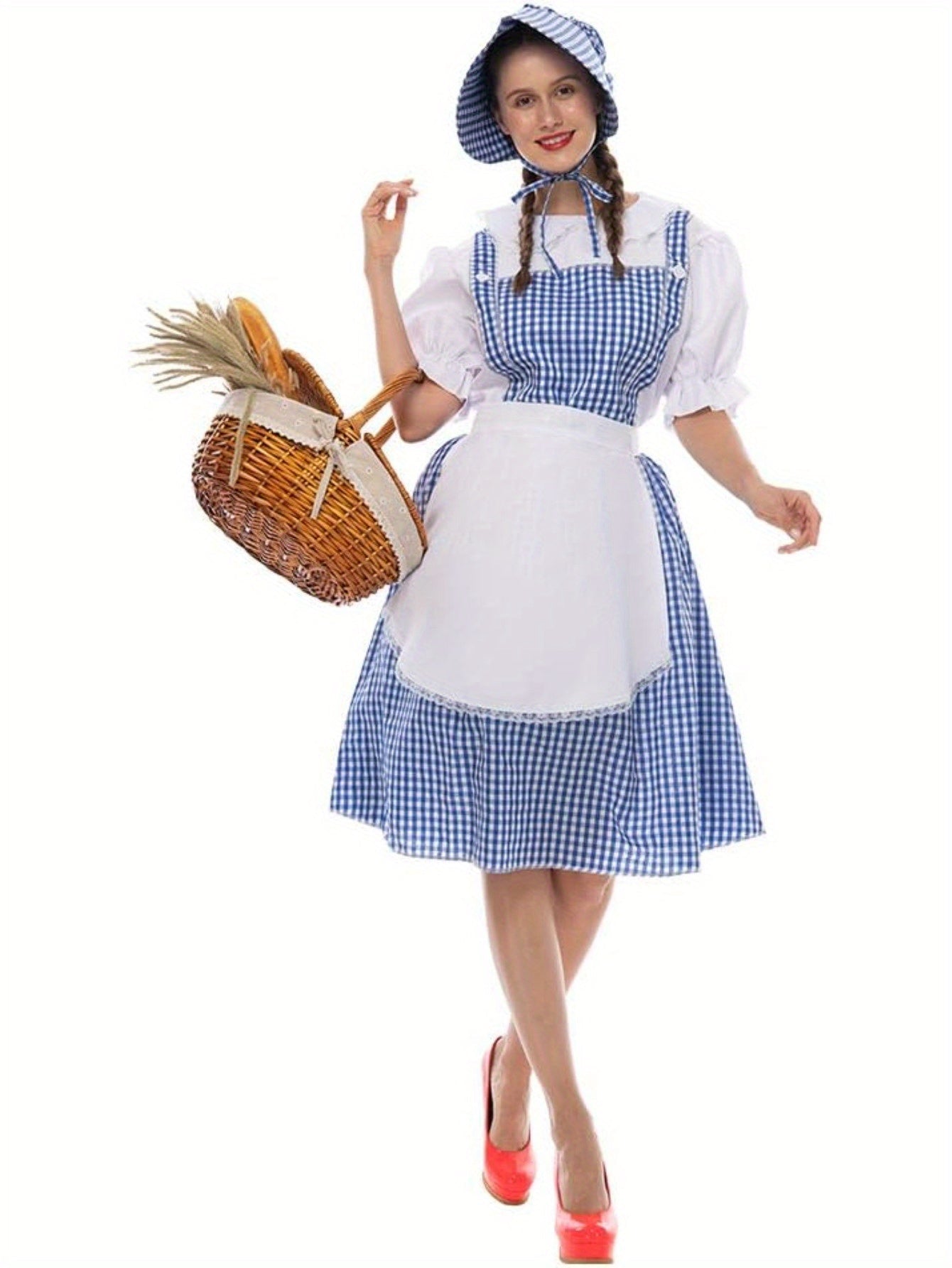Dames Vintage Prairie Halloween Kostuum Jurk | Puff Mouwen Midi