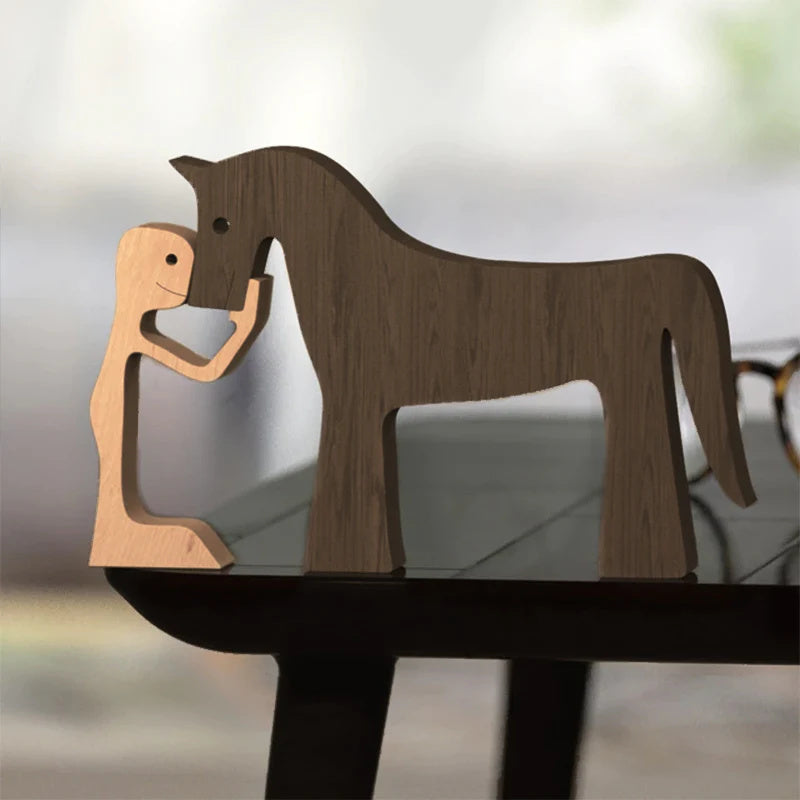 Hand-gegraveerde Houten Dierenfiguren – Milieuvriendelijke Woondecoratie en Uniek Cadeau voor Dierenliefhebbers