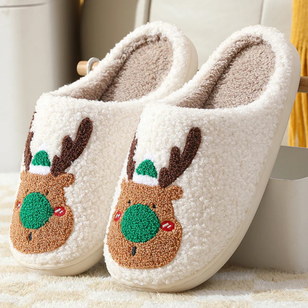 ReindeerSoft Kerstslippers – Warme rendier-slippers met antislipzool voor dames en heren