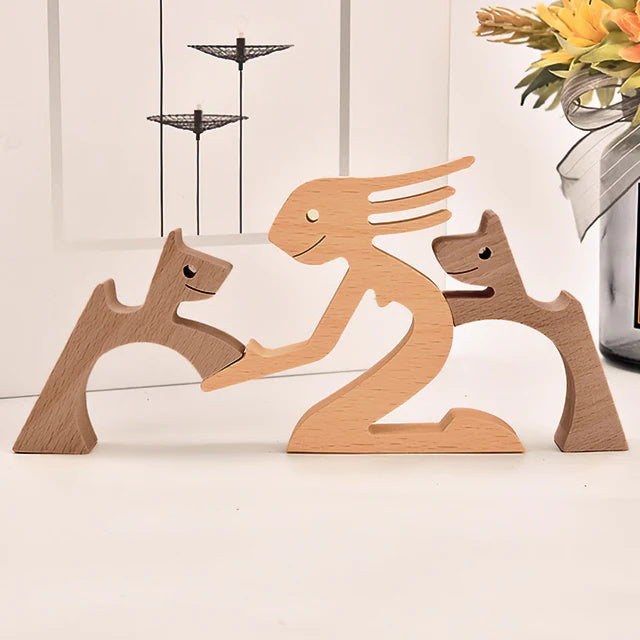 Hand-gegraveerde Houten Dierenfiguren – Milieuvriendelijke Woondecoratie en Uniek Cadeau voor Dierenliefhebbers
