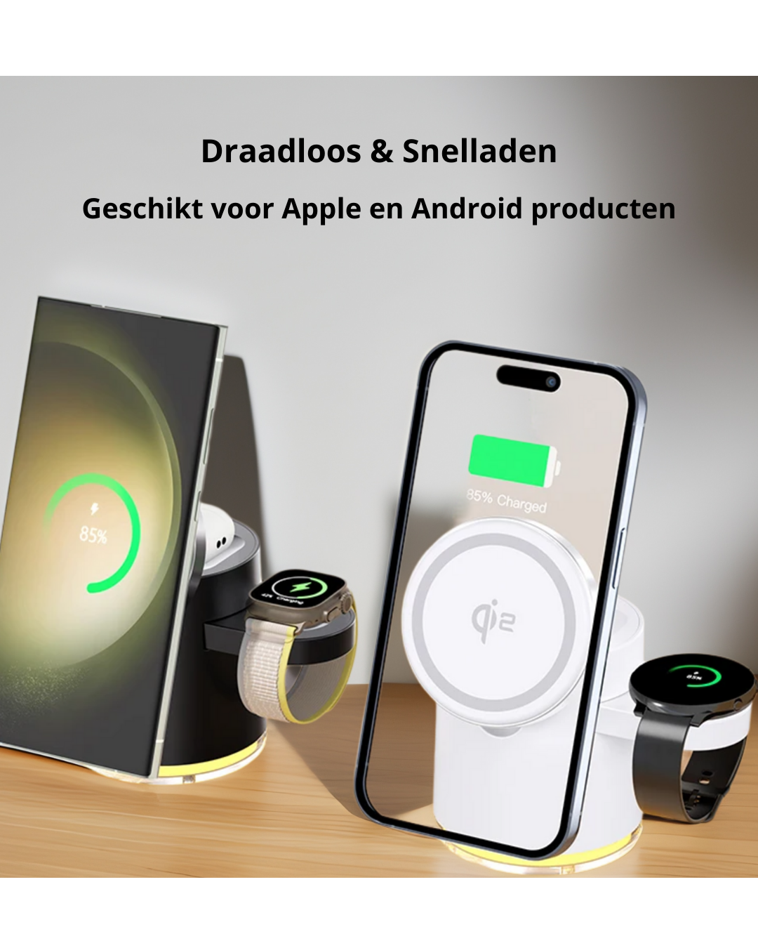 LuxDock Elite Oplaadstation | Luxe alles-in-één oplossing voor Apple & Android apparaten