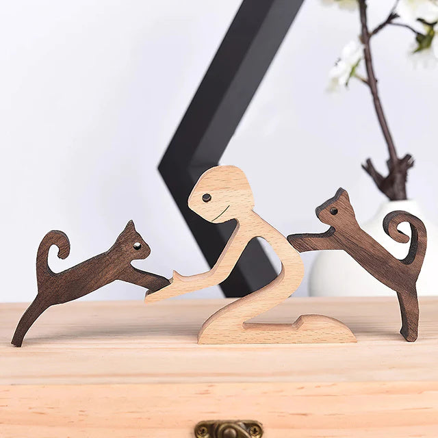 Hand-gegraveerde Houten Dierenfiguren – Milieuvriendelijke Woondecoratie en Uniek Cadeau voor Dierenliefhebbers