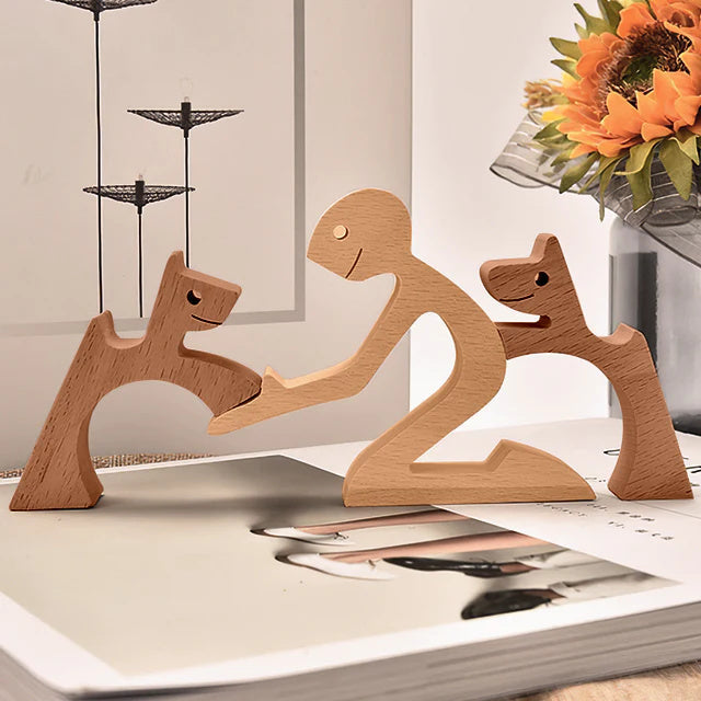 Hand-gegraveerde Houten Dierenfiguren – Milieuvriendelijke Woondecoratie en Uniek Cadeau voor Dierenliefhebbers