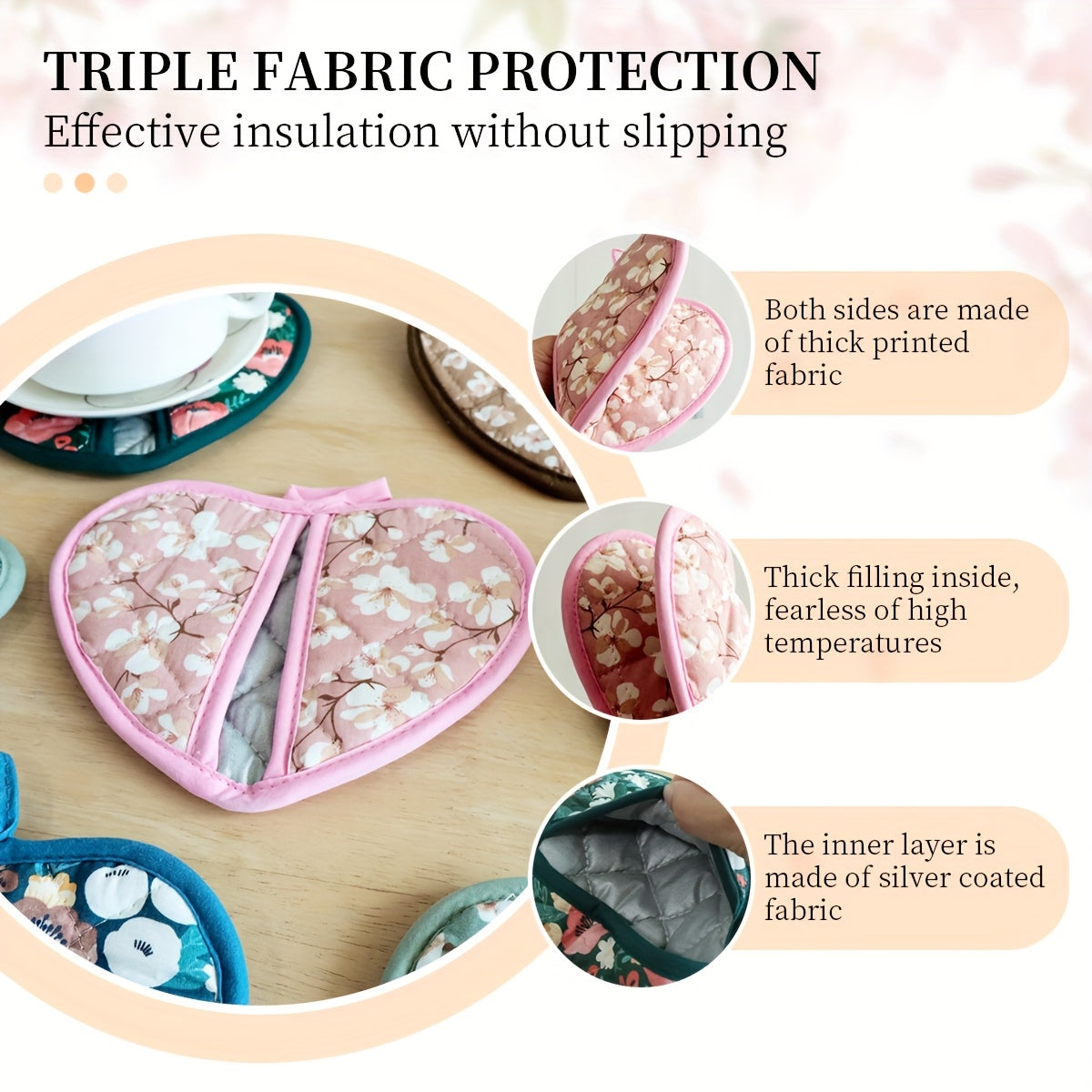 KeukenHart Hittebestendige Ovenwant-Set – Decoratieve Hartvormige GripPads