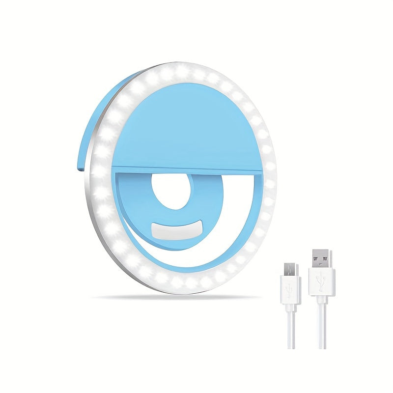 LED Selfie Ringlamp met Oplaadbare Batterij – Perfecte Cirkelverlichting voor Make-up en Fotografie, Compatibel met Telefoons en Computers