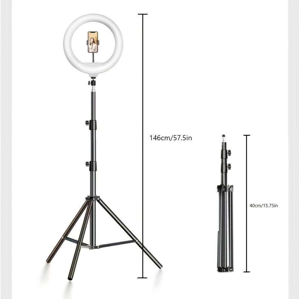 LED Ringlamp met Verstelbare Statief en Telefoonhouder voor Selfies en Video-opnamen