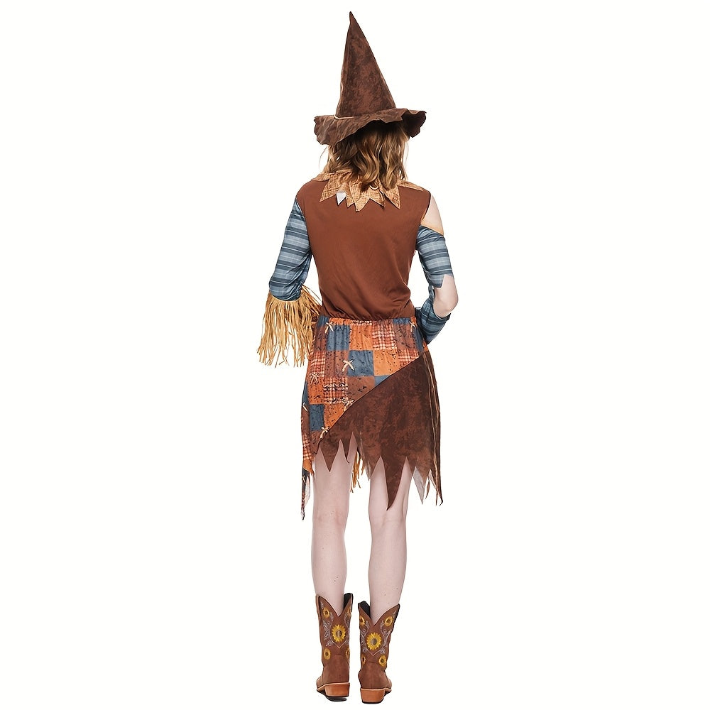 Dames Off Shoulder Halloween Vogelverschrikker Kostuum Jurk | Mini