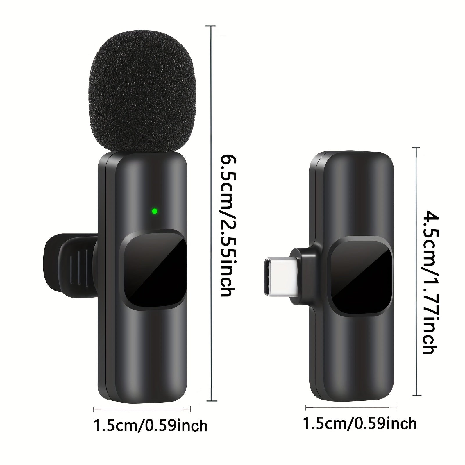 Draadloze Lavaliermicrofoon voor Video-opnames en Livestreaming – Compact Ontwerp met Hoge Geluidskwaliteit en USB-C Verbinding
