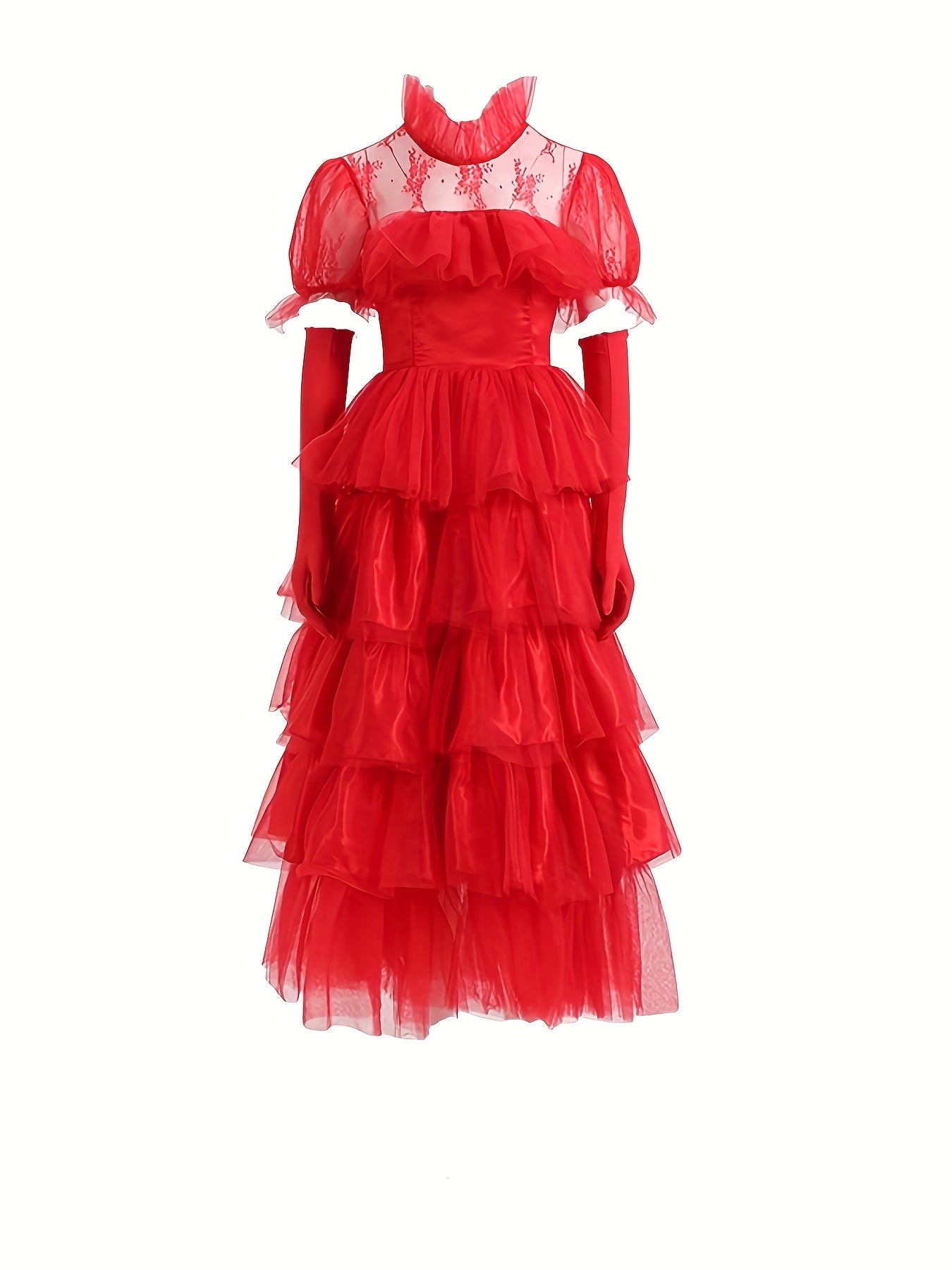 Dames Gothic Kant Halloween Film Kostuum Jurk | Gelaagde Maxi