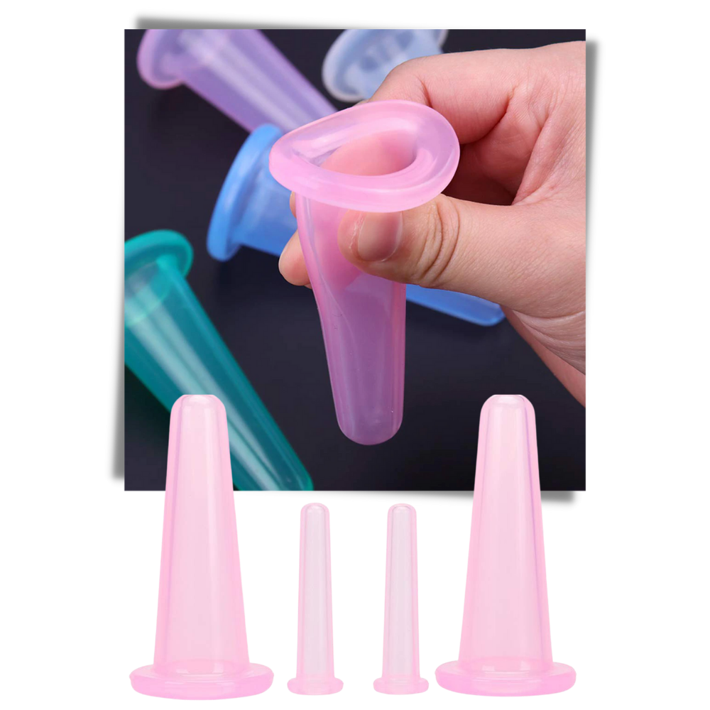 4 Siliconen Bekers voor Gezichtsmassage Cupping