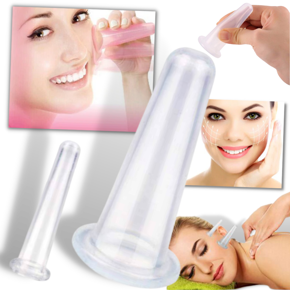 4 Siliconen Bekers voor Gezichtsmassage Cupping