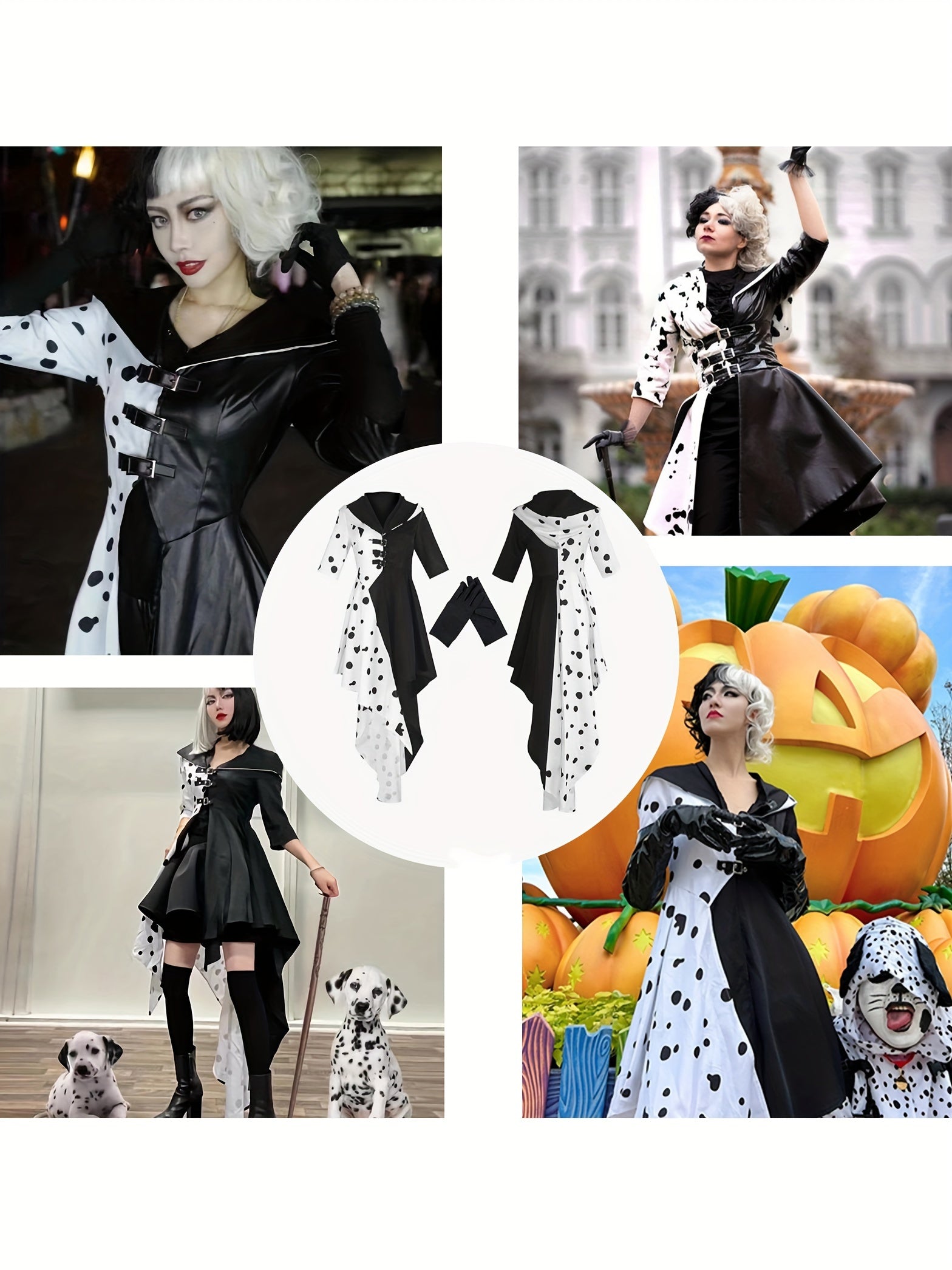 Dames Hooded Dalmatiër Halloween Film Kostuum Jurk | Asymmetrisch Hoog Laag