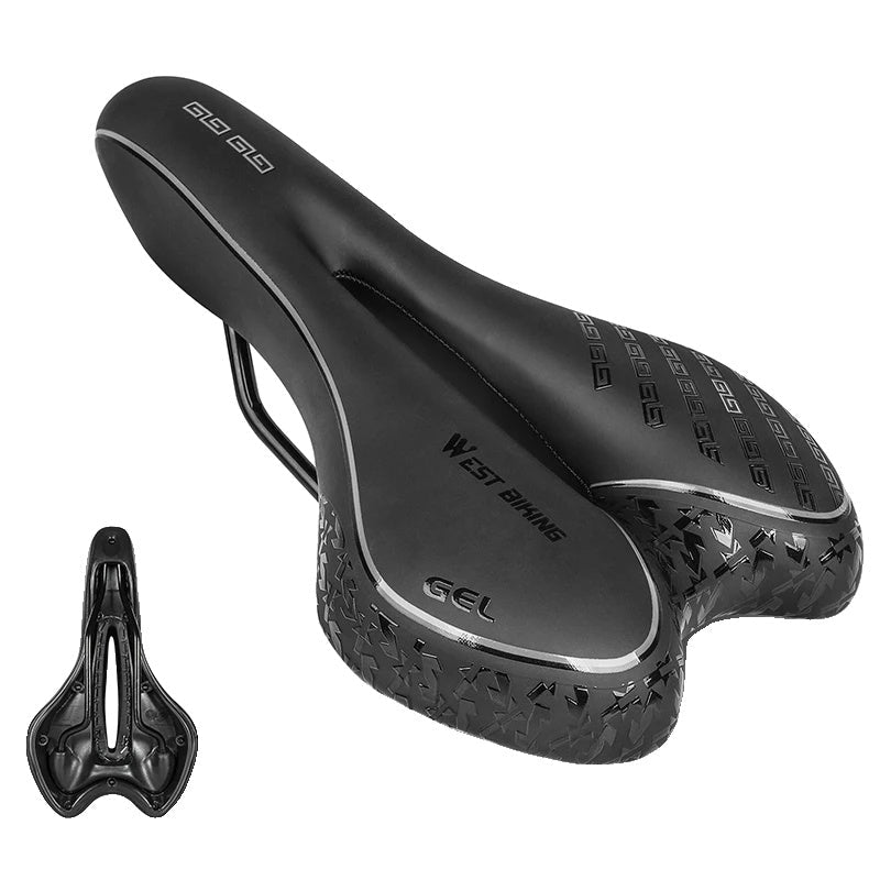 Gel Comfort Fietszadel – Het Meest Comfortabele Fietsstoeltje voor Weg- en MTB, Lichtgewicht PU Leer, Gel + Schuim Vulling, 27cm x 16cm