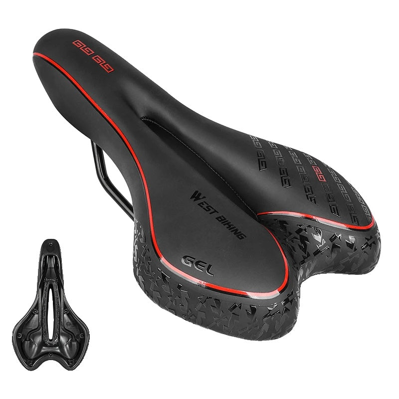 Gel Comfort Fietszadel – Het Meest Comfortabele Fietsstoeltje voor Weg- en MTB, Lichtgewicht PU Leer, Gel + Schuim Vulling, 27cm x 16cm