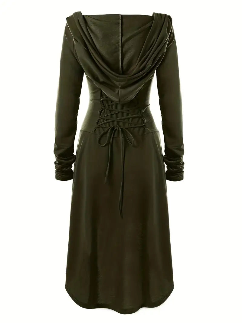 Dames Gothic Lace Up Halloween Film Kostuum Jurk | Hoodie Lange Mouwen