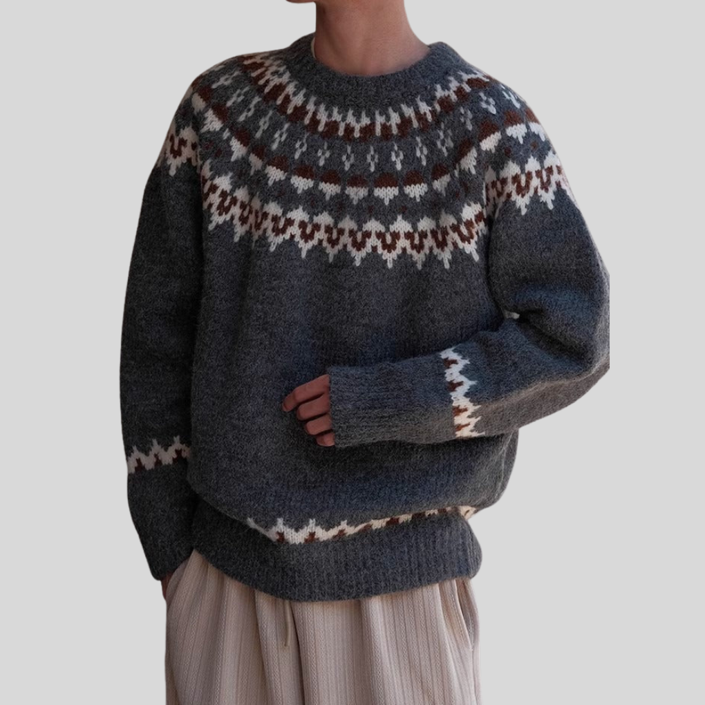 RetroWeave Herenpullover – Trui met ronde hals en vintage ontwerp