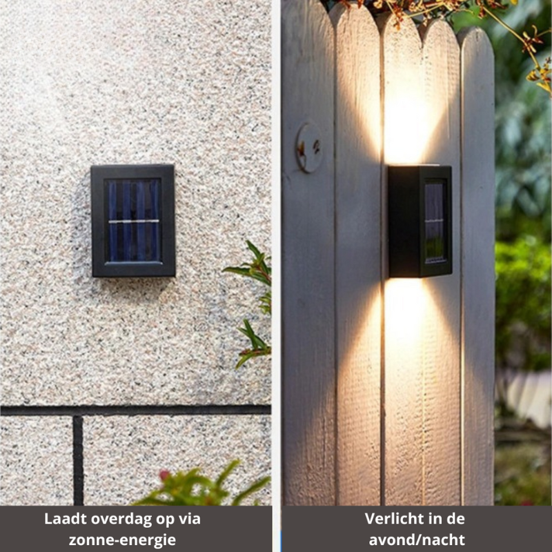 LuxeSolar Elegante LED Wandlamp | Duurzame zonne-energie met automatische werking