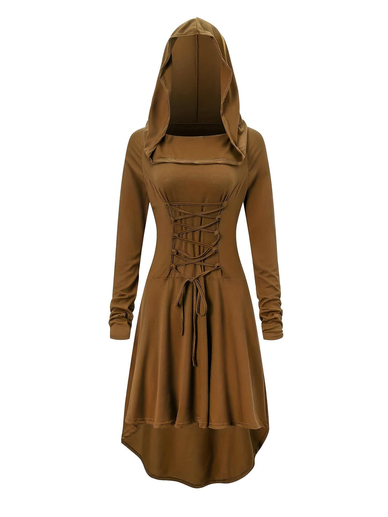 Vrouwen Vintage Korset Lange Mouw Halloween Kostuum Jurk | Midi