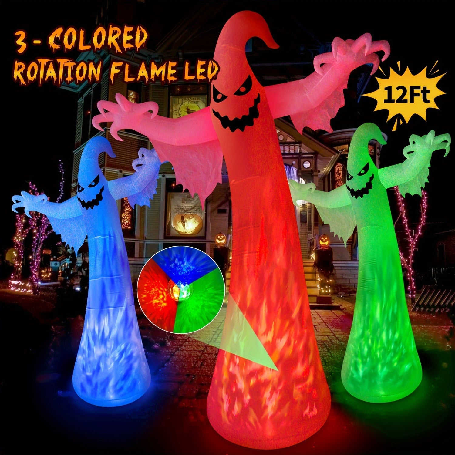 Halloween Reusbare Glanzende Geest Inflatables | Spookachtige LED Tuindecoratie