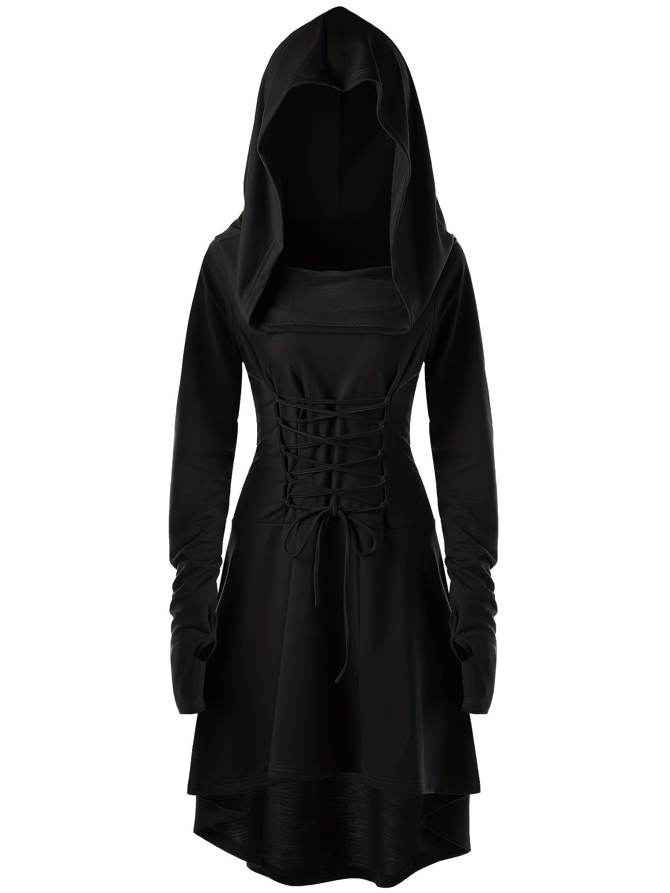 Vrouwen Vintage Korset Lange Mouw Halloween Kostuum Jurk | Midi