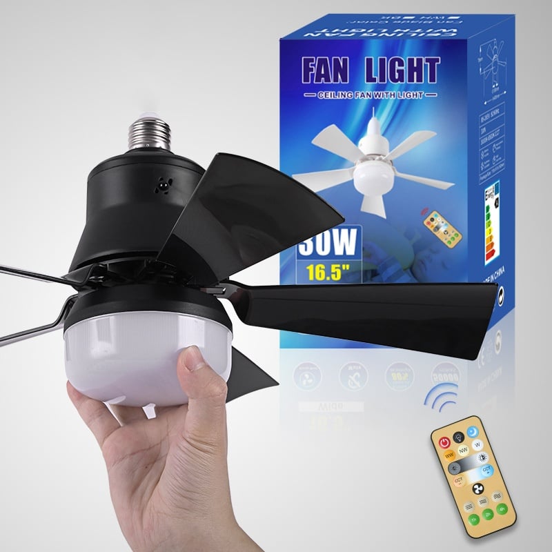 LuxeBreeze Draagbare Plafondventilator & Licht | Elegante 2-in-1 oplossing met afstandsbediening voor comfort en stijl