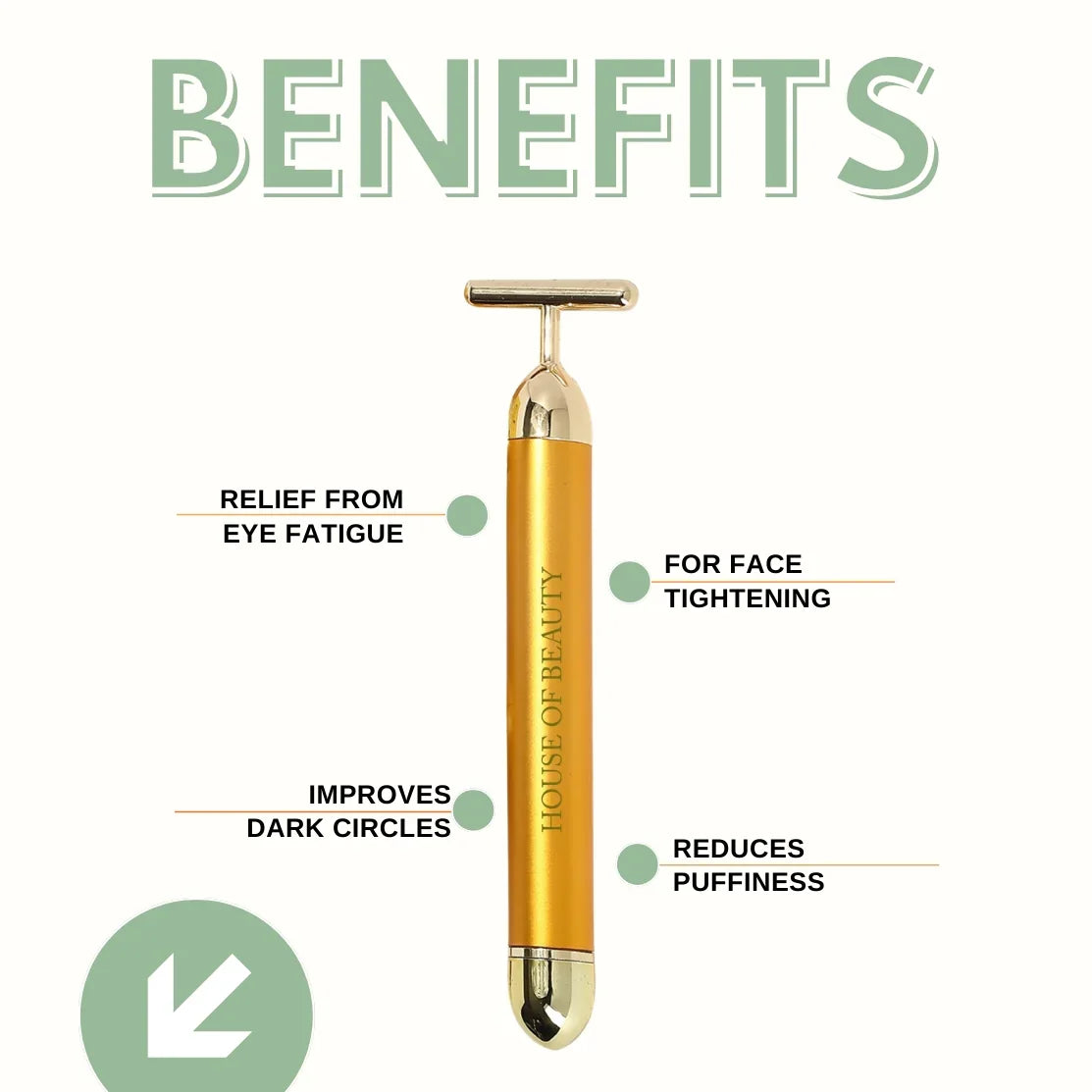 GildedGlow Luxe Gezichtsmassage Roller | Revitaliseer je huid met een elektrisch massagetool met 24K goud voor een stralende teint