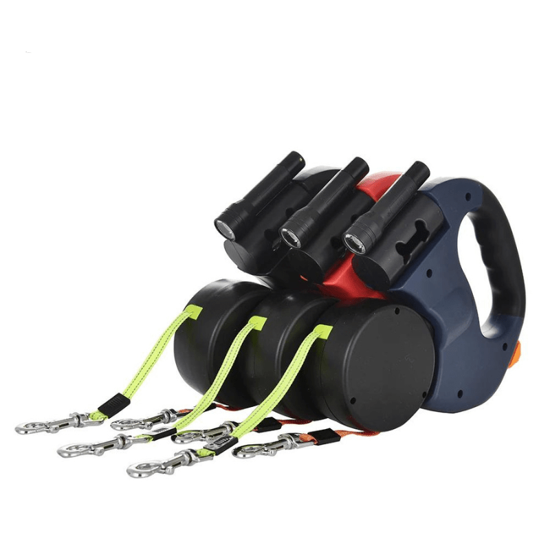 Duoglow Dubbele Hondenriem met LED Licht, 360° Draaibare Scharnier, 30 kg Capaciteit